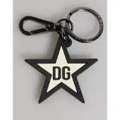 Dolce&Gabbana Witte Zwarte DG Logo Ster Rubber Heren Sleutelhanger Sleutelpunt