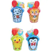 Eddy Toys Zandemmer Dieren 5 Delig - Zandemmer Speelgoed met Harkje, Schep en Gieter - Dieren Zandemmer voor Strand en Zandbak - Zandbucket Dier - vanaf 18 Maanden - 1 willekeurige set