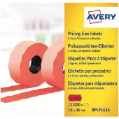 Avery Prijstangetiket rood - 2 regels 18tekens perm. 26x16m