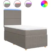 vidaXL Boxspring met matras stof taupe 100x200 cm