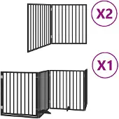 vidaXL Hondenhek inklapbaar 8 panelen 640 cm populierenhout zwart