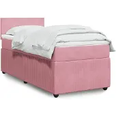 vidaXL Boxspring met matras fluweel roze 90x200 cm