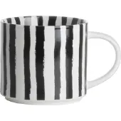 Gusta - Mok - 400ml - Zwart Wit - Gestreept - met Oor - ø10x9cm