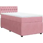 vidaXL Boxspring met matras fluweel roze 90x200 cm