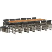 vidaXL 17-delige Tuinset met kussens poly rattan grijs