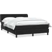 vidaXL Boxspring met matras fluweel zwart 160x210 cm