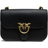 Pinko Zwarte Leren Love Bell Classic Schoudertas
