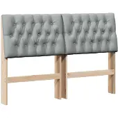 vidaXL Gestoffeerd hoofdbord Lichtgrijs 140 cm Massief grenenhout