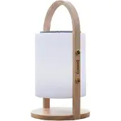 Lumisky Draadloze bluetooth speakerlamp - LUMISKY - WOODY PLAY - H37 cm - Houten handvat - Dimbare witte...