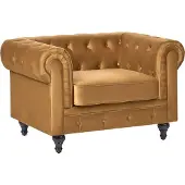 Beliani CHESTERFIELD - Chesterfield fauteuil - Geel - Fluweel