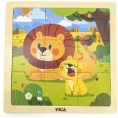 Viga Toys 44627 Houten Puzzel met 9 Elementen - Leeuw