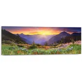 Reinders Schilderij Zonsondergang bij de bergen - 30 x 90 - Hout -