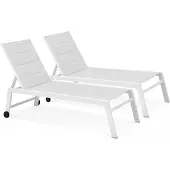 Oviala - Set van 2 aluminium en textilene ligstoelen in wit - Nouméa