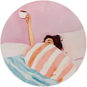 Reinders - Koffie in bed - Glasschilderij Ø 50 cm - Roze