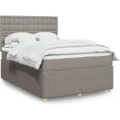 vidaXL Boxspring met matras stof taupe 160x200 cm