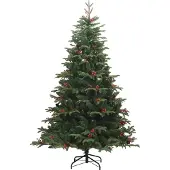 vidaXL Kunstkerstboom met scharnieren dennenappels en bessen 180 cm