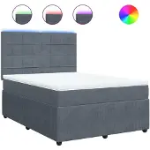 Syfax Boxspring met matras fluweel donkergrijs 140x200 cm