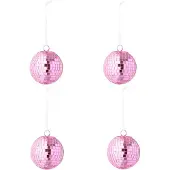 J-Line kerstbal Spiegel - glas - roze - small - doos van 4
