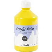 Packlinq Acrylverf Mat, primair geel, 500 ml/ 1 fles