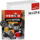 Venco droptoppers zacht zoet - drop & fruitsmaken - 10x225g