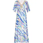 IZIA Jurk blauw / lichtgroen / pink / wit