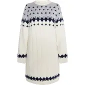 Usha Gebreide jurk blauw / lichtgrijs / wit