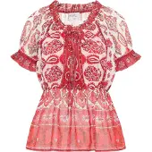 Usha Blouse rood / zwart / wit