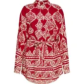 Usha Blouse donkerrood / wit