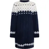 Usha Gebreide jurk navy / lichtgrijs / wit
