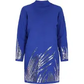 Faina Gebreide jurk royal blue/koningsblauw / zilver