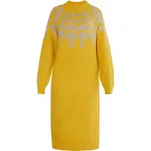 Usha Gebreide jurk 'Lurea' curry / grijs