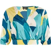Faina Blouse blauw / geel / offwhite