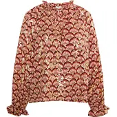 IZIA Blouse lichtbeige / roestbruin / karmijnrood / zwart