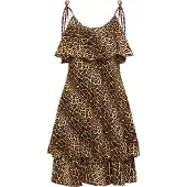 Faina Jurk met leo-opdruk nelice Dames beige leo