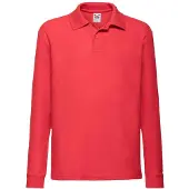 Fruit Of The Loom Kinderen/Kinderen Lange Mouw Pique Polo Shirt (Rood)