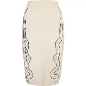 Faina Gebreide midi-rok Dames wolwit