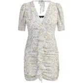 Faina Jurk goud / donkergrijs / rosa / wit