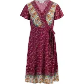 Usha Jurk groen / bessen / oranje / wit