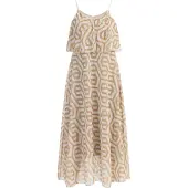 Faina Zomerjurk chamois / goud / wit