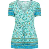 Usha Blouse blauw / turquoise / cyaan blauw / oranje