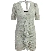 Faina Jurk sand / duifblauw / pastelgroen / wit