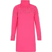 Faina Gebreide jurk royal blue/koningsblauw / fuchsia / lichtrood / zilver