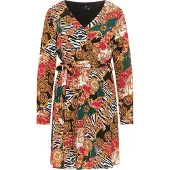 Faina Jurk goudgeel / donkergroen / rood / zwart / wit