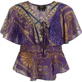 Faina Blouse blauw / bruin / geel / sering