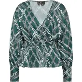 Faina Blouse smaragd / zwart / wit