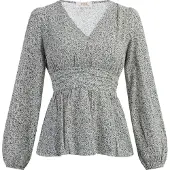Usha Blouse 'Rakata' bruin / zwart / offwhite