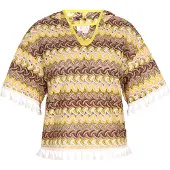 IZIA Shirt bruin / lichtgeel / lichtroze / wit