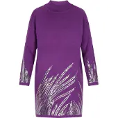 Faina Gebreide jurk donkerlila / zilver