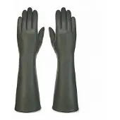 Infinity Leather Dames lange olijfgroene Italiaanse leren winterhandschoenen met zachte wollen voering