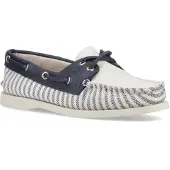 Sperry Authentiek Origineel Textiel Dames Witte/Navy Standaard Bootschoenen